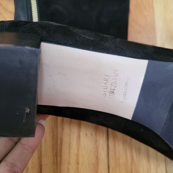Stuart Weitzman Shrimpton Knee High Boots Black Suede Leather Sz 6 - Picture 3 of 14